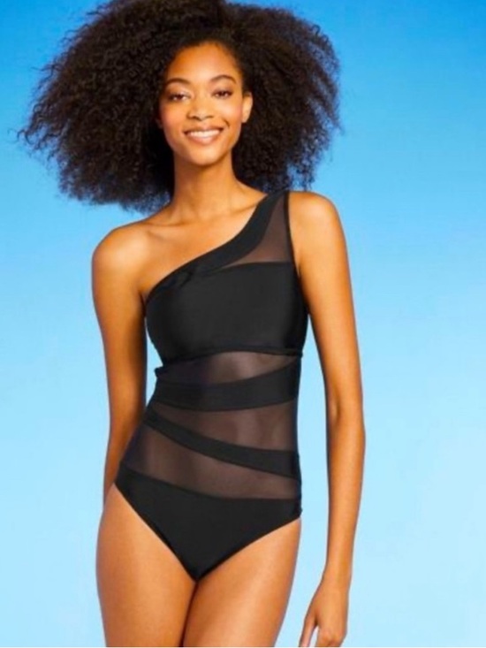 Shade & Shore Other - Shade & Shore black asymmetrical one shoulder swimsuit size xlarge.